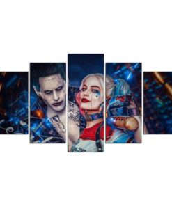 5 panels The Joker Harley Quinn Canvas Art Dc Harley Quinn Joker Suicide Squad Poster Piece Home Decor Work Wall Print
