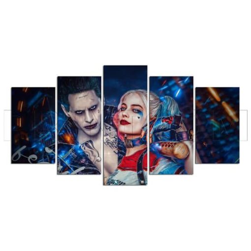 5 panels The Joker Harley Quinn Canvas Art Dc Harley Quinn Joker Suicide Squad Poster Piece Home Decor Work Wall Print