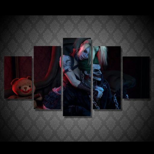 5 panels The Joker Harley Quinn Canvas Art Batman Dc Harley Quinn Joker Poster Piece Home Decor Work Wall Print