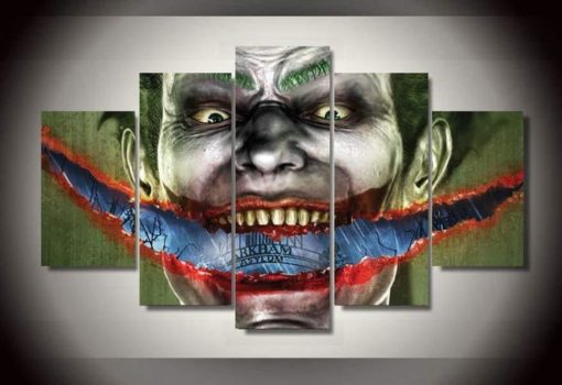 5 panels The Joker Canvas Art Arkham Asylum Arkham City Arkham Knight Arkham Origins Batman Joker Poster Piece Home Decor Work Wall Print
