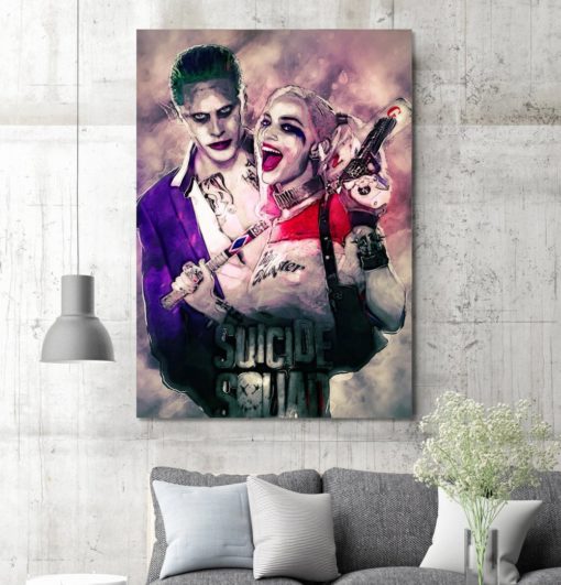 Suicide Squad Joker Harley Quinn Movie Canvas Art Framed Ready To Hang