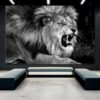 Lion Canvas Print, Wild Lion Wall Art, African Lion Artwork, Black and White Lion, Lion King Art, Lion Wall Painting Art, Framed Canvas Art