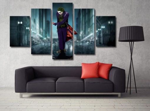 5 panels The Joker Canvas Art Batman Dc Joker Poster Piece Home Decor Work Wall Print
