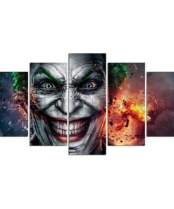 5 panels Joker Canvas Art Batman Arkham Dc comics DC Universe Joker Poster Piece Home Decor Work Wall Print