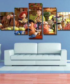 Toy story Wall art Toy story poster canvas, home decor, 5 pieces multi panel, kids room, bedroom, giclee, framed