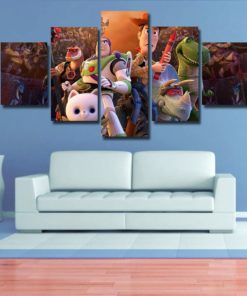 Toy story Wall art poster canvas, home decor, 5 pieces multi panel, kids room, bedroom, giclee, framed