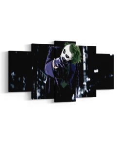 The Joker 5 Piece / 5 Panel Canvas Set, Dark Knight Wall Art Print, Joker Poster Painting Decal Mural Decor Decoration