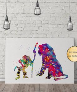 The Lion King Rafiki and Simba inspired, Kids Room Decor, Room Decor, Wall Art,watercolor painting,Canvas Art (545)