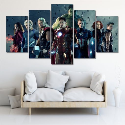 Marvel Avengers Superhero 5 Piece Children's Bedroom Canvas Kids Art Home Decor Infinity War Endgame Poster Print Panel Wall Hanging