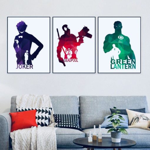 Superhero Poster Canvas Art, Deadpool Poster, Joker Wall Art, Wolverine Flash Marvel Poster, Superman Batman Green Latntern, Boy Room Decor