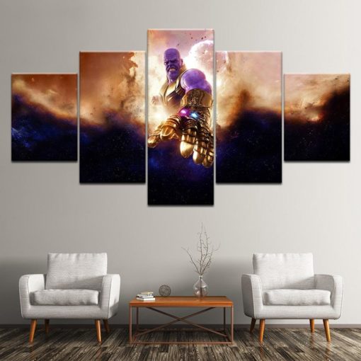 5 Panels Thanos Canvas Art Multi Piece Avengers Endgame Infinity Gauntlet Infinity War Marvel Home Decor Poster Print