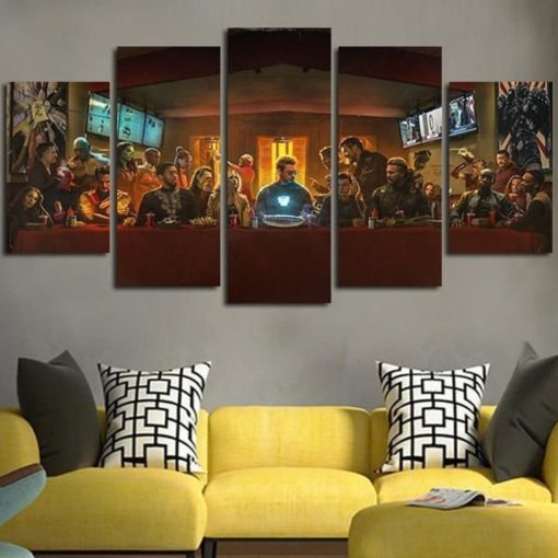 5 Panels Avengers Canvas Art Multi Piece Black Panther Widow Captain America Dr Strange Endgame Guardians Galaxy Hulk Infinity War Iron Man
