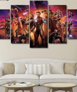 5 Panels Avengers Canvas Art Multi Piece Black Panther Widow Captain America Dr Strange Endgame Hulk Infinity War Iron Man Marvel Thanos