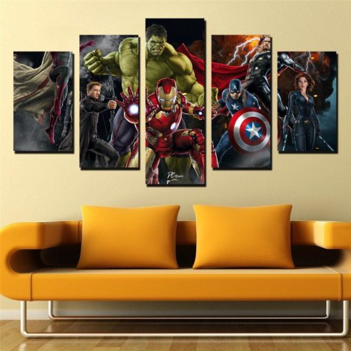 Marvel Avengers Superhero 5 Piece Children's Bedroom Canvas Kids Art Home Decor Infinity War Endgame Poster Print Panel Wall Hanging