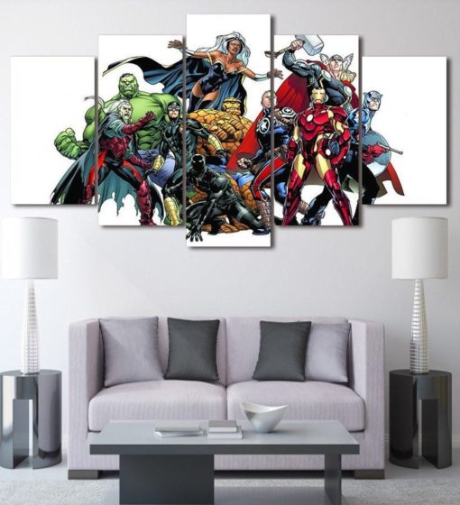 Marvel Avengers Superhero 5 Piece Children's Bedroom Canvas Kids Art Home Decor Infinity War Endgame Poster Print Panel Wall Hanging