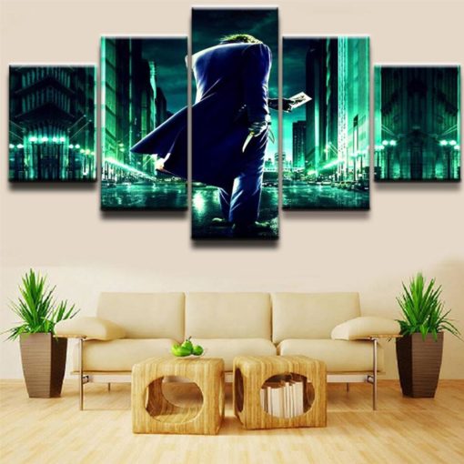 Joker Harley Quinn Suicide Squad Arkham Asylum Batman Dark Knight 5 Piece Canvas Wall Art Anime Home Decor Poster Print Panel  Wall Hanging