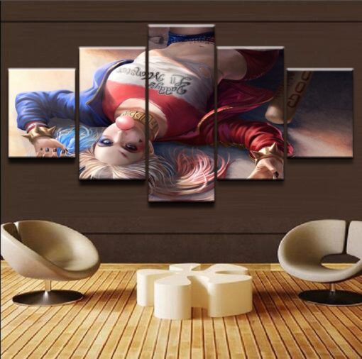 Harley Quinn Suicide Squad Arkham Asylum Gotham City Siren Dark Knight Joker 5 Piece Canvas Art Home Decor Poster Print Panel  Wall Hanging