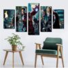 Marvel Avengers Infinity War Endgame Suphero DC Comic Cartoon 5 Piece Canvas Anime Manga Home Decor Wall Art 5 Panel Print Wall Hanging