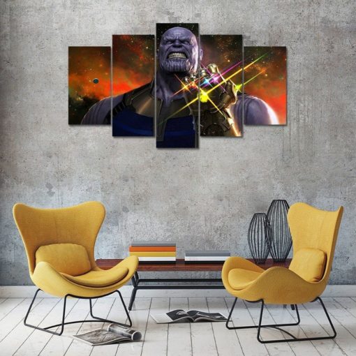 Marvel Avengers Thanos Infinity Gauntlet Glove Endgame Suphero DC 5 Piece Canvas Anime Manga Home Decor Wall Art 5 Panel Print Wall Hanging