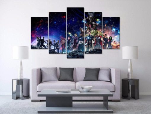 Marvel Avengers Infinity War Endgame Suphero DC Comic Cartoon 5 Piece Canvas Anime Manga Home Decor Wall Art 5 Panel Print Wall Hanging