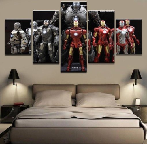 Marvel Avengers Iron Man Infinity War Endgame Suphero DC Comic 5 Piece Canvas Anime Manga Home Decor Wall Art 5 Panel Print Wall Hanging