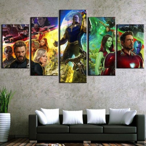5 Panels Avengers Canvas Art Multi Piece Black Widow Captain America Endgame Guardians Galaxy Hulk Infinity Gauntlet Infinity War Iron Man