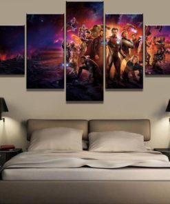 5 Panels Avengers Canvas Art Multi Piece Black Panther Widow Captain America Endgame Hulk Infinity War Iron Man Marvel Spider-man Thor Home