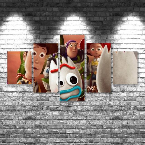 Toy Story 4 Poster set Forky Canvas Art Print, 5 piece large canvas, multi panel wall art canvas, home decoration, room decor