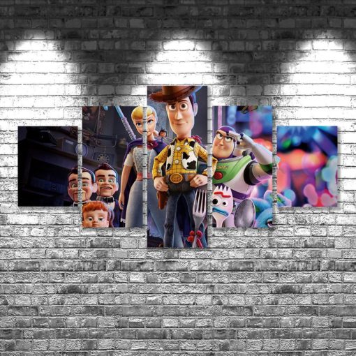 Toy Story 4 Poster set Toy Story Forky Canvas Art Print, 5 piece large canvas, multi panel wall art canvas, home decoration, room decor