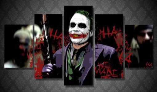 Joker Harley Quinn Suicide Squad Arkham Asylum Batman Dark Knight 5 Piece Canvas Wall Art Anime Home Decor Poster Print Panel  Wall Hanging