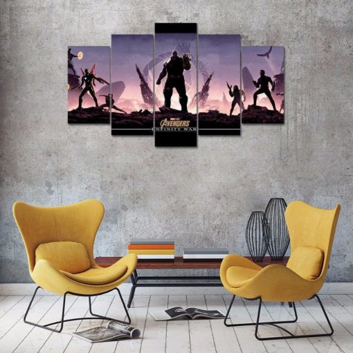 Marvel Avengers Infinity War Endgame Suphero DC Comic Cartoon 5 Piece Canvas Anime Manga Home Decor Wall Art 5 Panel Print Wall Hanging