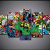 Marvel Avengers Infinity War Endgame Suphero DC Comic Cartoon 5 Piece Canvas Anime Manga Home Decor Wall Art 5 Panel Print Wall Hanging