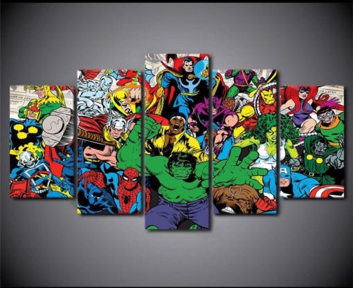 Marvel Avengers Infinity War Endgame Suphero DC Comic Cartoon 5 Piece Canvas Anime Manga Home Decor Wall Art 5 Panel Print Wall Hanging