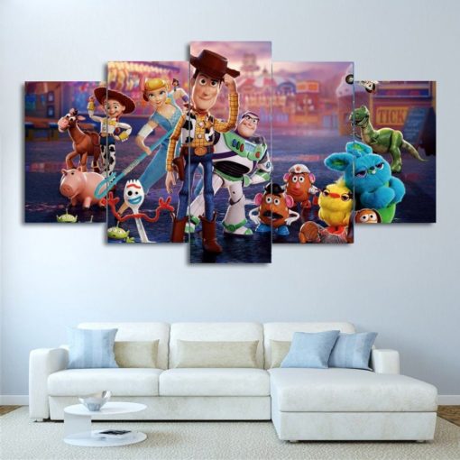 Toy Story 4 Wall Art Film Poster Print Canvas Wall Art Poster Art Painting Modular Living Room Kids Room Decor 5 Pieces