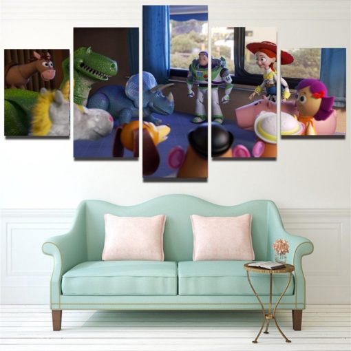 Toy Story 4 Wall Art Film Poster Print Canvas Wall Art Poster Art Painting Modular Living Room Kids Room Decor 5 Pieces