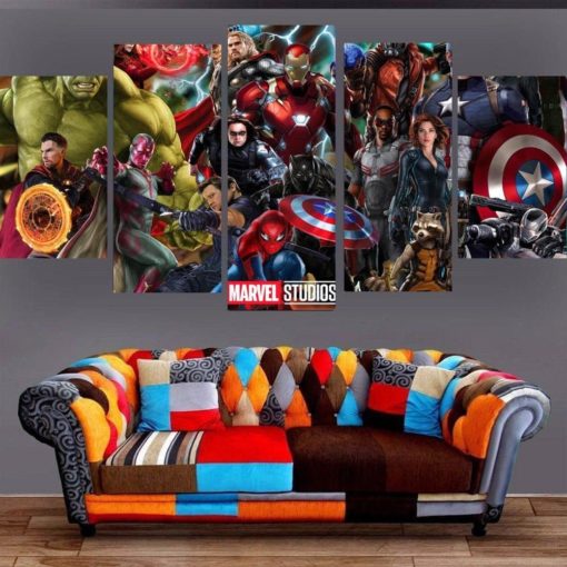 Avengers Endgame Canvas Art Painting HD Wall Art Frame Modular Pictures Living Room Decor 5 Pieces Wallpaper Poster