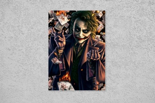 Joker Psychopath Cards Money Flame Gotham City Injustice League Minimalism DC Comics Canvas Poster Wall Art