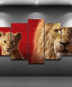 The Lion King Movie 5 Panel / 5 Piece Canvas Art Set, Wall Art Print Vintage Poster Painting Artwork Decor Decal Mural Decoration