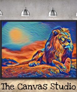 A Lion canvas print wall hanging for your wall space Framed ready to display (new)