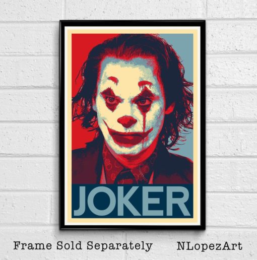 The Joker Joaquin Phoenix Pop Art Illustration - Batman Clown Film Arthur Fleck Movie Home Decor in Poster Print or Canvas