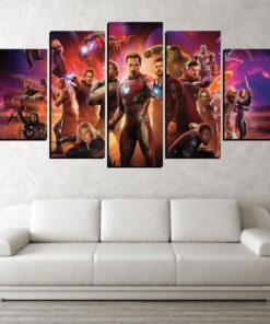 5 Panels Avengers Canvas Art Multi Piece Black Panther Widow Captain America Dr Strange Endgame Hulk Infinity War Iron Man Marvel Thanos