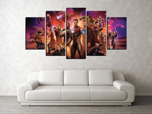 5 Panels Avengers Canvas Art Multi Piece Black Panther Widow Captain America Dr Strange Endgame Hulk Infinity War Iron Man Marvel Thanos