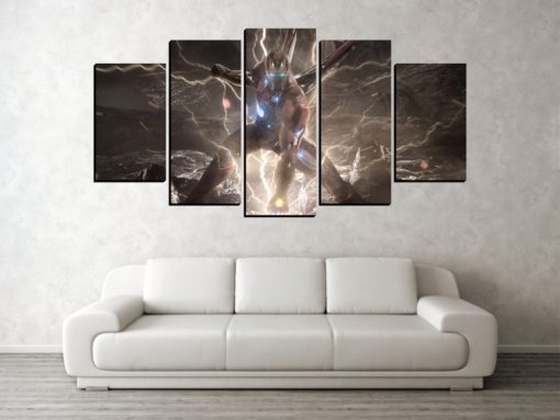 Home Decorative Paintings Modern Printed Type Artwork 5 Panel Modular Movie Avengers Endgame Iron Man Wall Canvas Picture