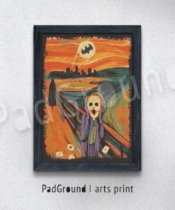 Batman Joker The Scream Poster Vintage Canvas Art Print, Personalized Print Art, Cloth Print, Natural Linen Cloth Print Art with Frame -BM27