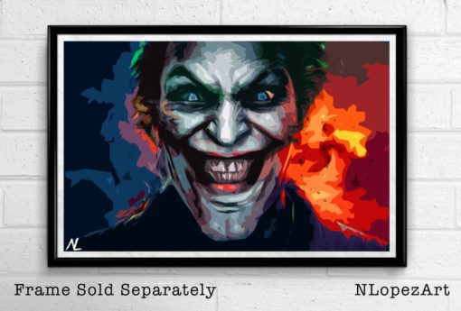 The Joker Illustration #3 - Batman Villian Superhero Movie Pop Art Film Comicbook Home Decor in Poster Print or Canvas