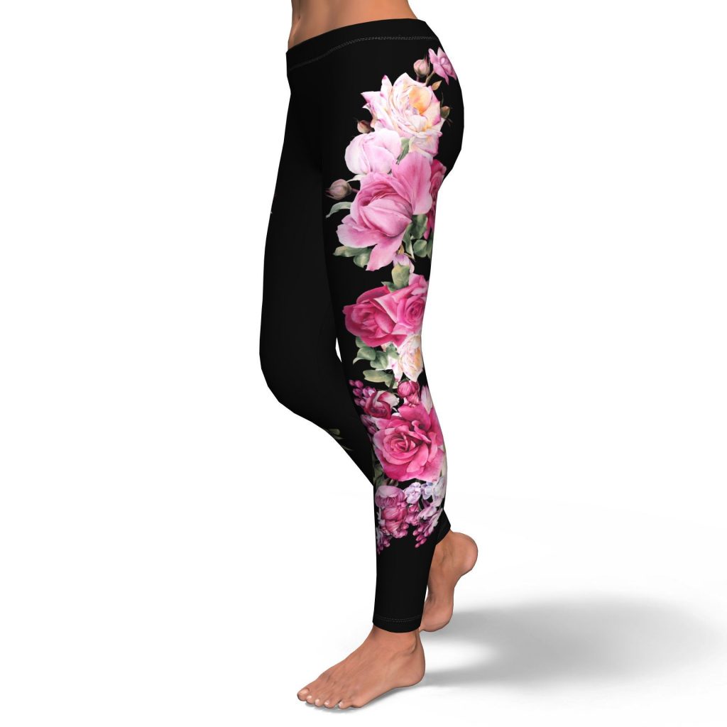Floral Rose Leggings, Flower Leggings, Womens Girls Modern Floral Pants ...