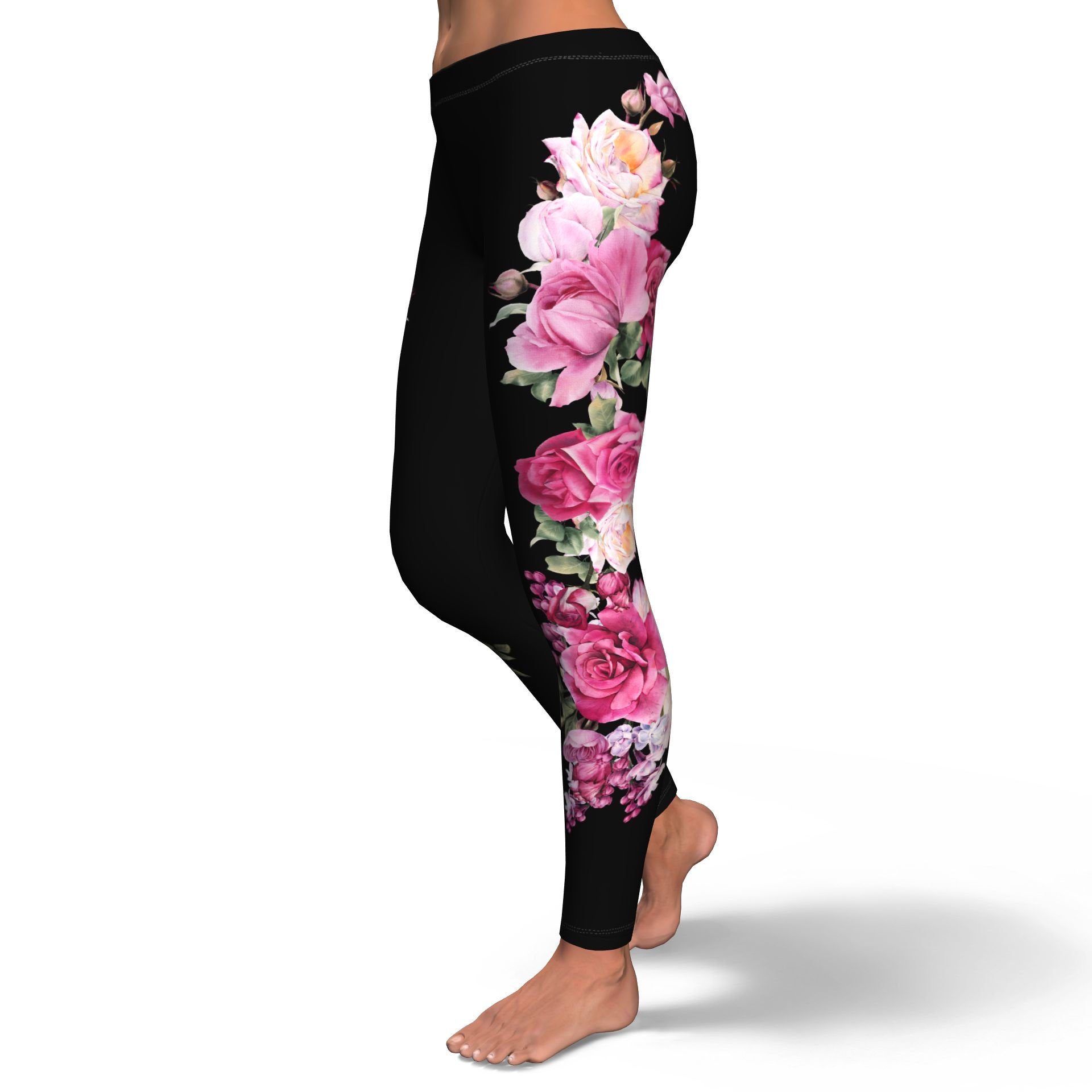 Floral Rose Leggings, Flower Leggings, Womens Girls Modern Floral Pants,  Adorable Red Rose Leggings, Trendy & Fashion Leggings - Hapava