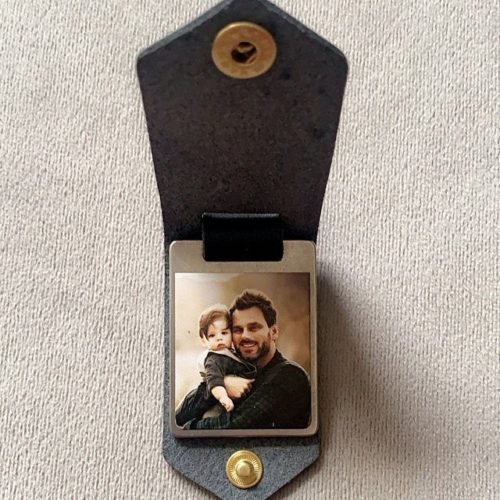 Personalised Photo Keyring in Leather Case + Initials - Handmade Father's Day / Birthday Gift for Dad or Mum, Photo Keychain Gift for Him photo review