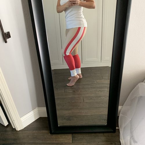 San Francisco Fan/Team Colors With Gold-Red-White Striped/Cute Ladies Football Style Sports Leggings photo review