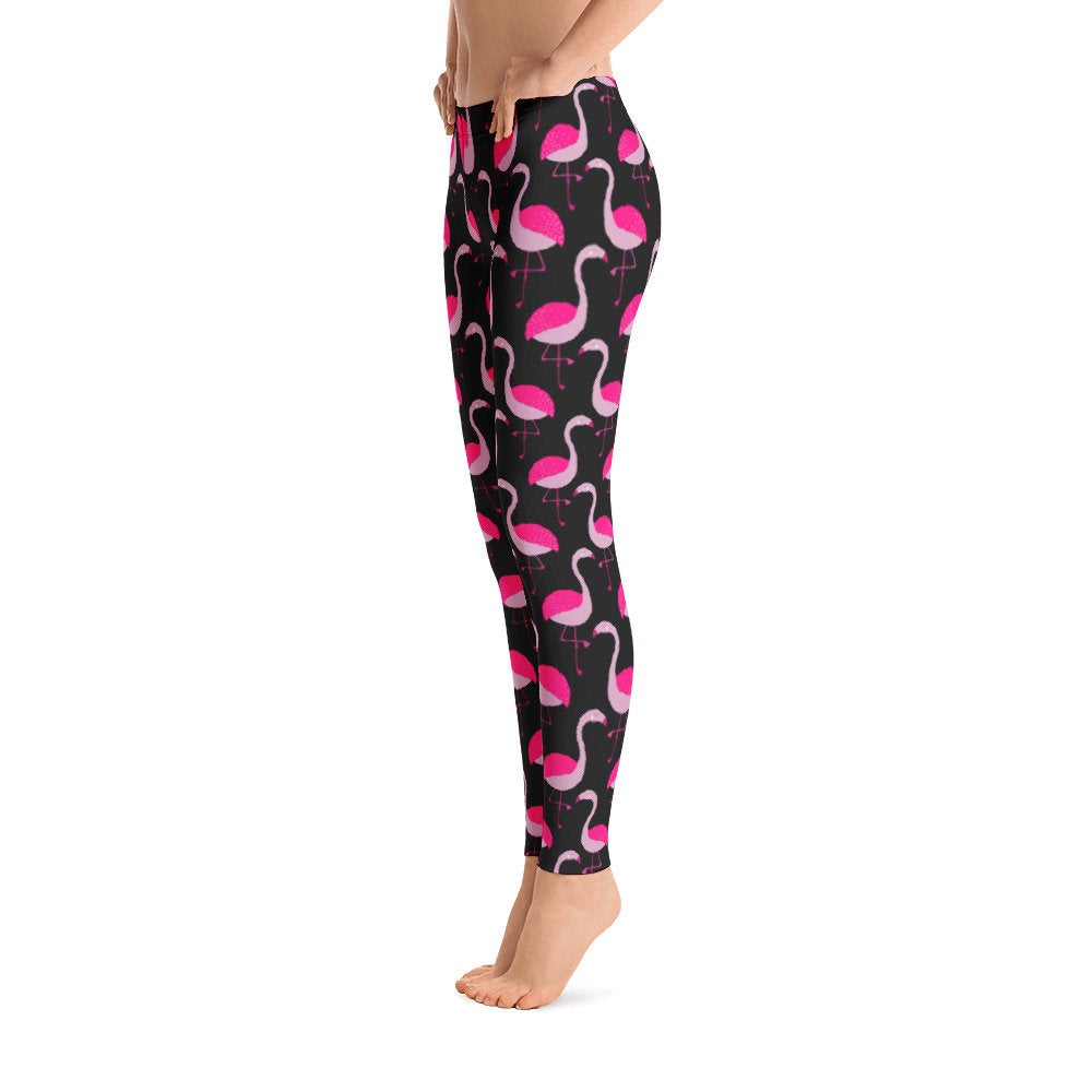Flamingo leggings, yoga leggings, printed leggings, womens leggings ...